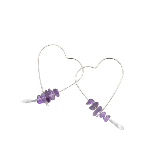Artistic Organic Amethyst Hearts
